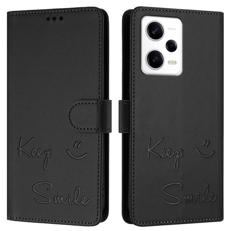 For Redmi Note 12 Pro Speed Smile Embossing RFID Leather Phone Case