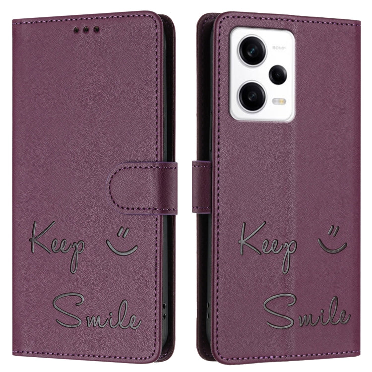 For Redmi Note 12 Pro Speed Smile Embossing RFID Leather Phone Case