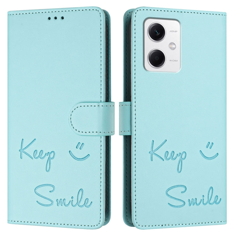 For Redmi Note 12 5G Global / India Smile Embossing RFID Leather Phone Case