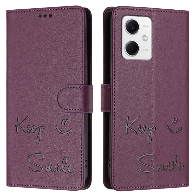 For Redmi Note 12 5G Global / India Smile Embossing RFID Leather Phone Case