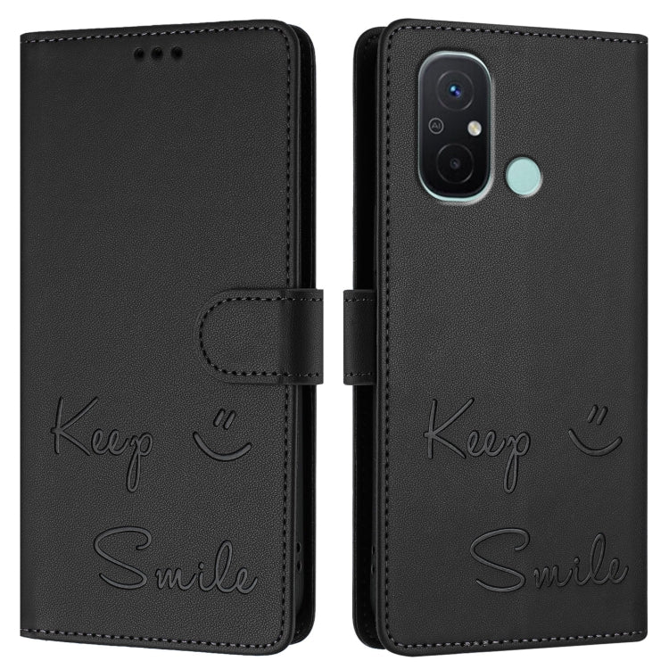 For Redmi 12C / 11A Smile Embossing RFID Leather Phone Case