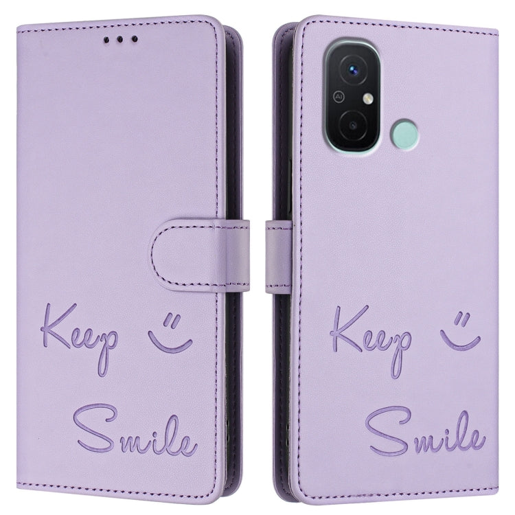 For Redmi 12C / 11A Smile Embossing RFID Leather Phone Case