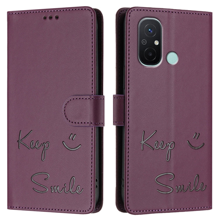 For Redmi 12C / 11A Smile Embossing RFID Leather Phone Case