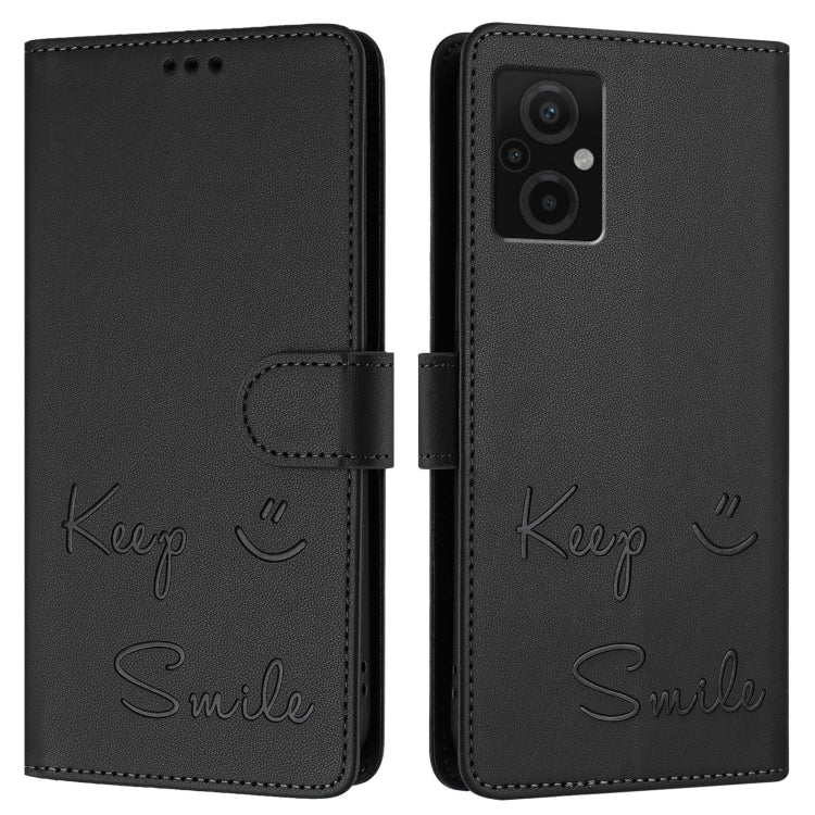 For Redmi 10 Prime+ 5G India Smile Embossing RFID Leather Phone Case