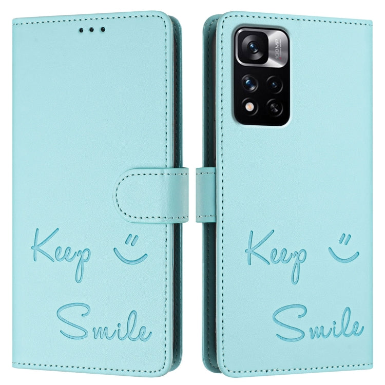 For Redmi Note 11 Pro+ 5G EU Smile Embossing RFID Leather Phone Case