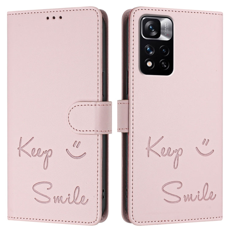 For Redmi Note 11 Pro+ 5G EU Smile Embossing RFID Leather Phone Case