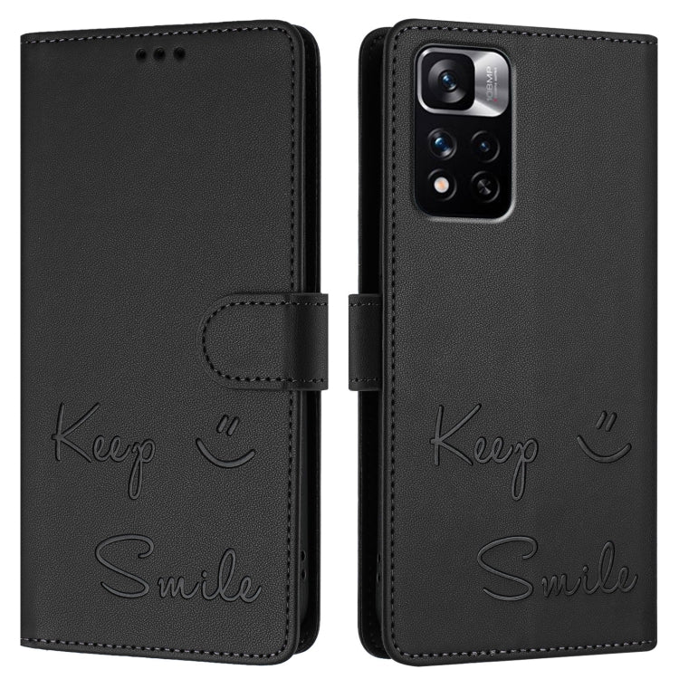 For Redmi Note 11 Pro+ 5G EU Smile Embossing RFID Leather Phone Case