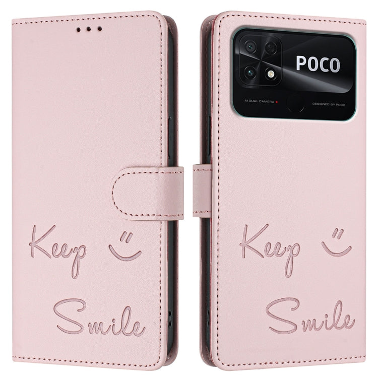 For Redmi 10C / Redmi 10 2022 India Smile Embossing RFID Leather Phone Case