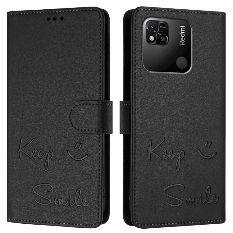 For Redmi 10A / 9C Smile Embossing RFID Leather Phone Case
