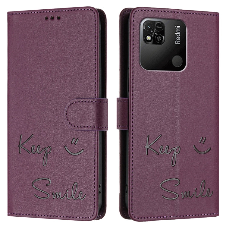 For Redmi 10A / 9C Smile Embossing RFID Leather Phone Case