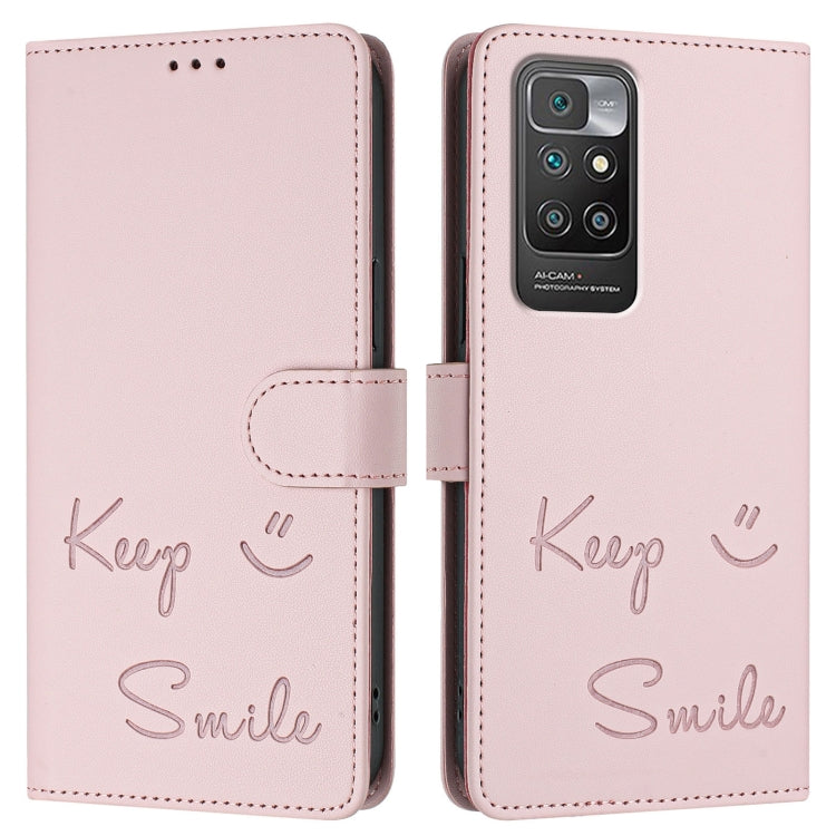 For Redmi 10 / Redmi 10 2022 Smile Embossing RFID Leather Phone Case