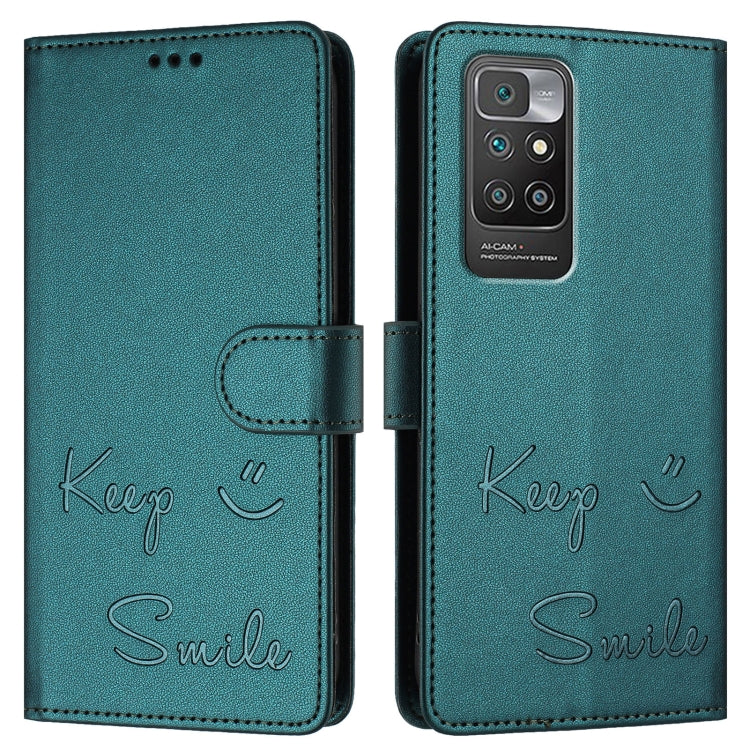 For Redmi 10 / Redmi 10 2022 Smile Embossing RFID Leather Phone Case