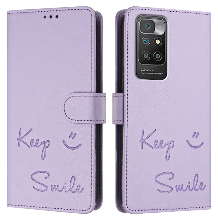 For Redmi 10 / Redmi 10 2022 Smile Embossing RFID Leather Phone Case