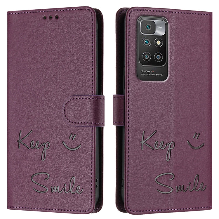 For Redmi 10 / Redmi 10 2022 Smile Embossing RFID Leather Phone Case