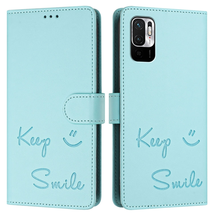 For Redmi Note 10 5G / Note 10T 5G Smile Embossing RFID Leather Phone Case