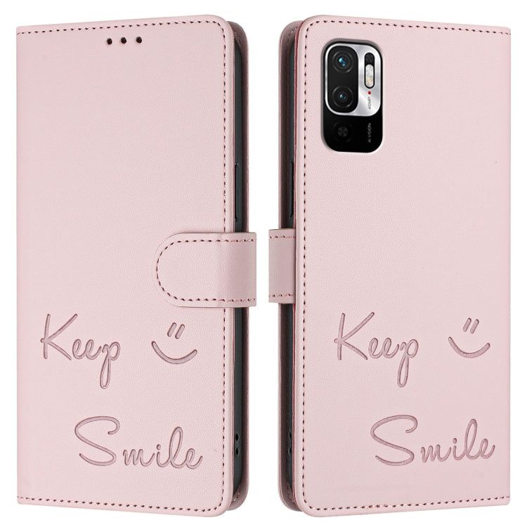 For Redmi Note 10 5G / Note 10T 5G Smile Embossing RFID Leather Phone Case