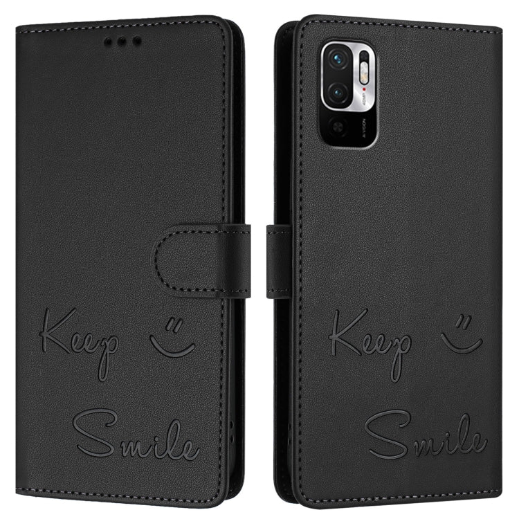 For Redmi Note 10 5G / Note 10T 5G Smile Embossing RFID Leather Phone Case
