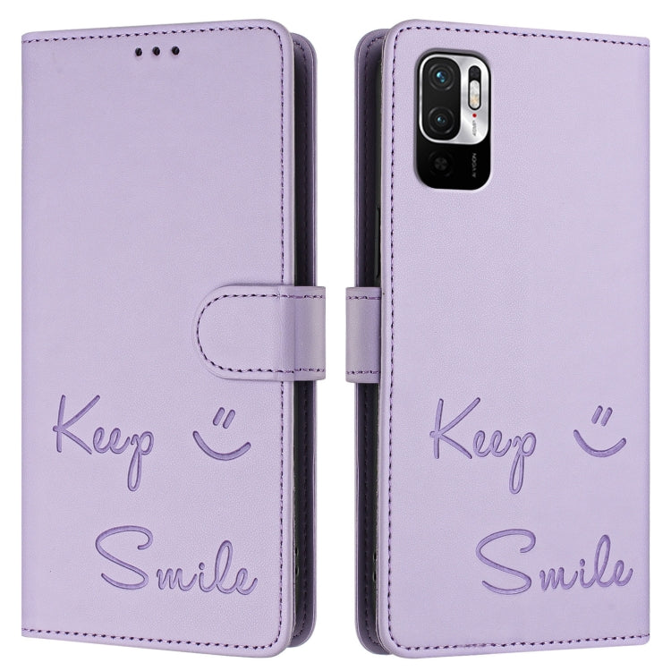 For Redmi Note 10 5G / Note 10T 5G Smile Embossing RFID Leather Phone Case