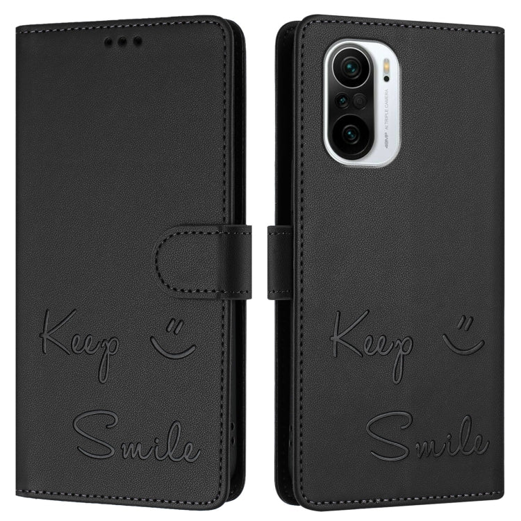 For Redmi K40 / K40 Pro Smile Embossing RFID Leather Phone Case