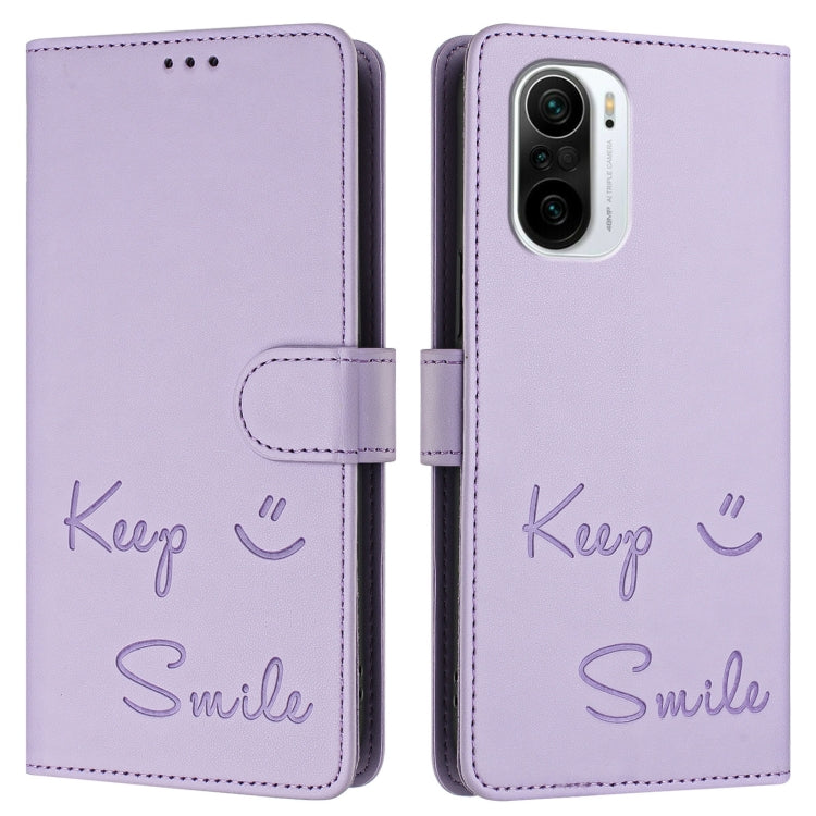 For Redmi K40 / K40 Pro Smile Embossing RFID Leather Phone Case