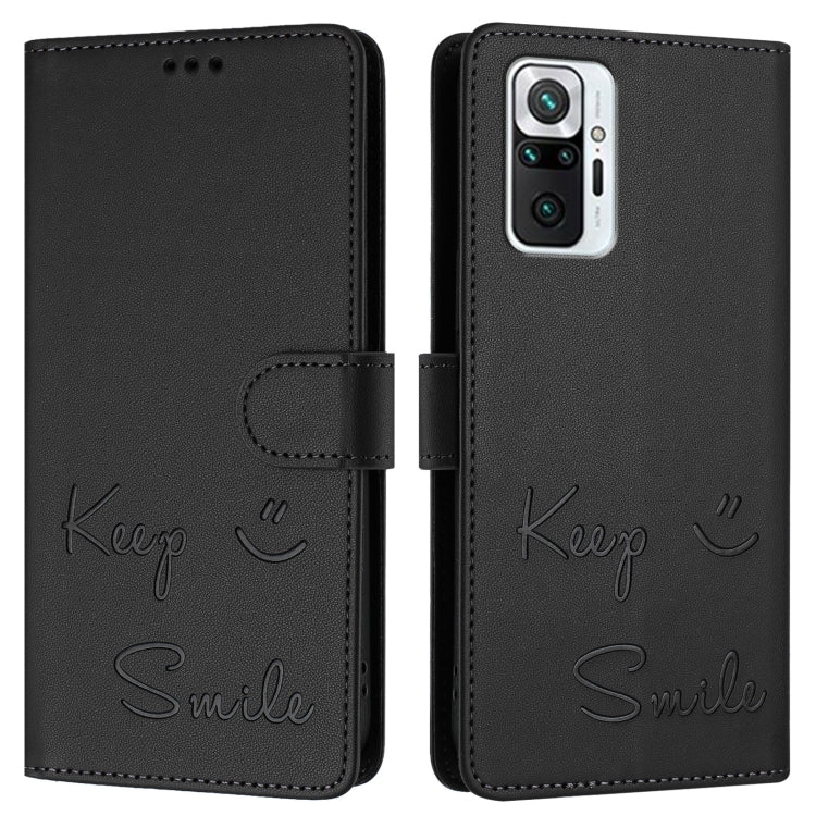 For Redmi Note 10 Pro / Note 10 Pro Max Smile Embossing RFID Leather Phone Case