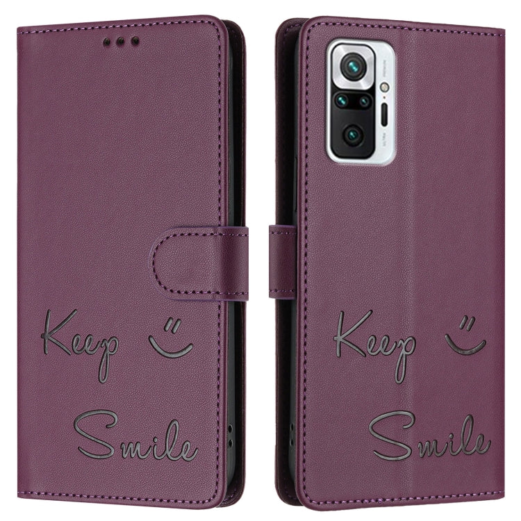 For Redmi Note 10 Pro / Note 10 Pro Max Smile Embossing RFID Leather Phone Case