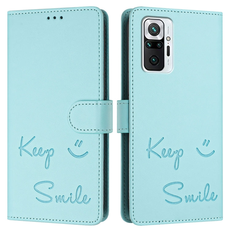 For Redmi Note 10 Pro India Smile Embossing RFID Leather Phone Case