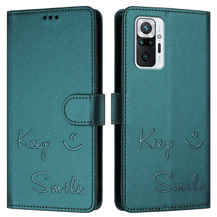 For Redmi Note 10 Pro India Smile Embossing RFID Leather Phone Case