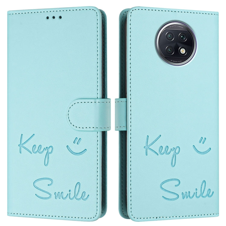 For Redmi Note 9T Global Smile Embossing RFID Leather Phone Case