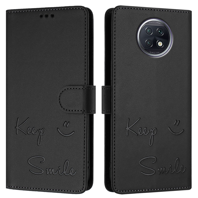 For Redmi Note 9T Global Smile Embossing RFID Leather Phone Case
