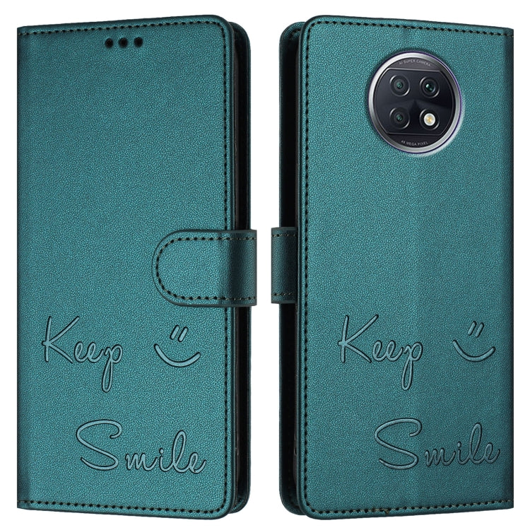 For Redmi Note 9T Global Smile Embossing RFID Leather Phone Case