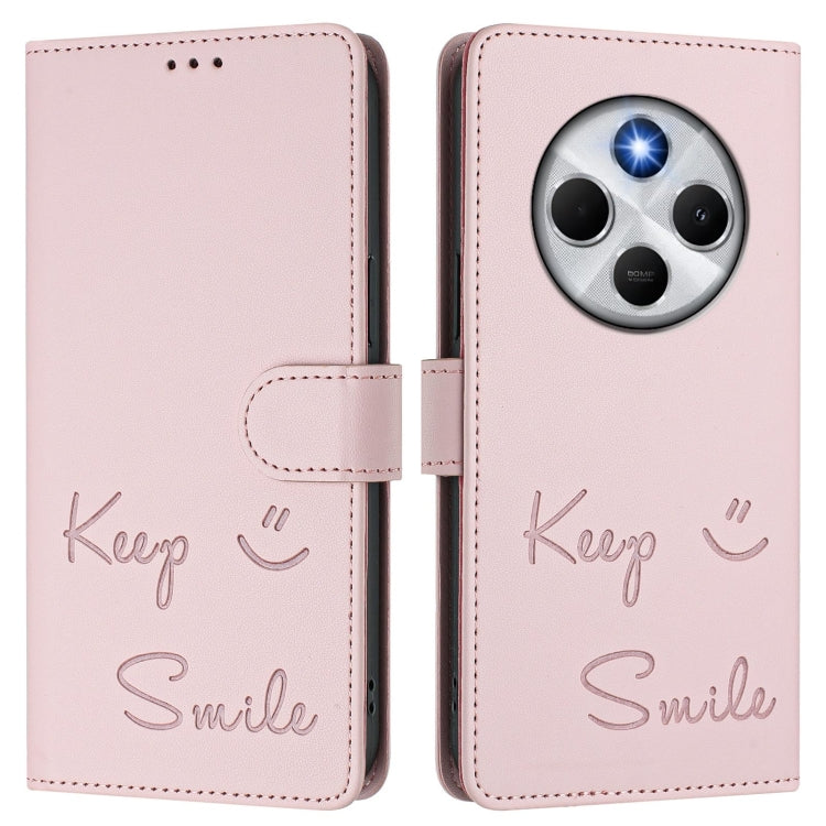 For Redmi 14C 4G Smile Embossing RFID Leather Phone Case