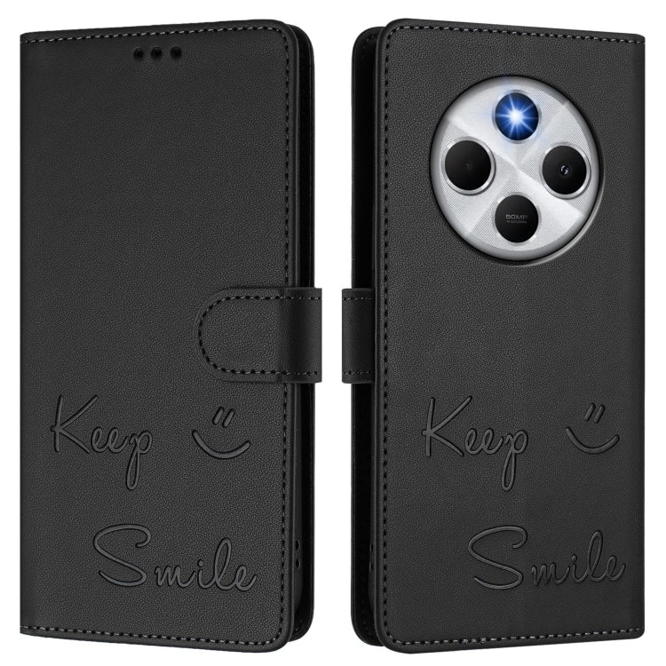 For Redmi 14C 4G Smile Embossing RFID Leather Phone Case