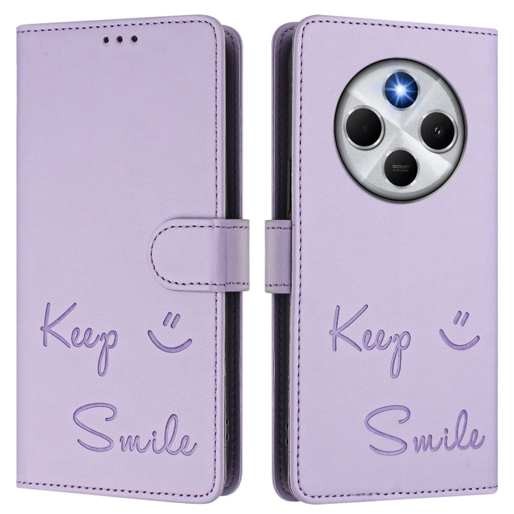 For Redmi 14C 4G Smile Embossing RFID Leather Phone Case