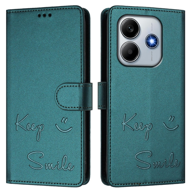 For Redmi Note 14 5G Smile Embossing RFID Leather Phone Case