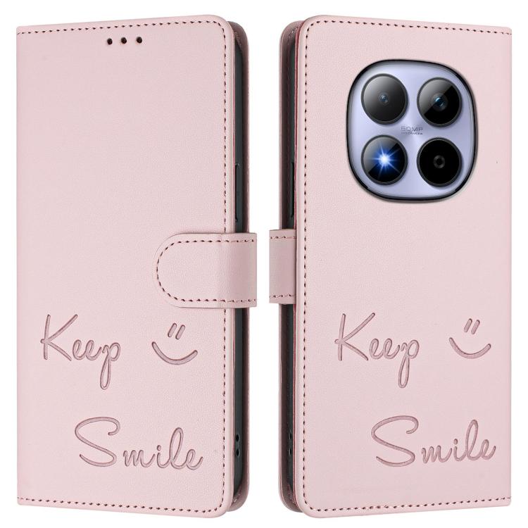 For Redmi Note 15 Pro 5G Global 163.6mm Smile Embossing RFID Leather Phone Case