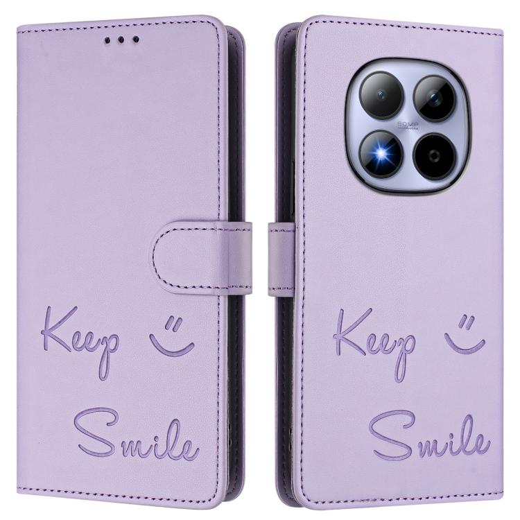 For Redmi Note 15 Pro 5G Global 163.6mm Smile Embossing RFID Leather Phone Case