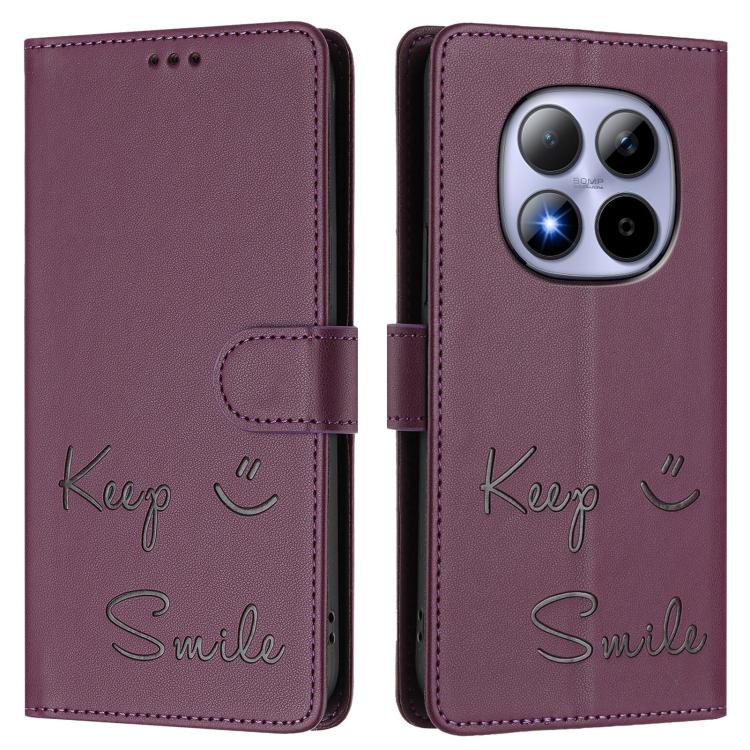 For Redmi Note 15 Pro 5G Global 163.6mm Smile Embossing RFID Leather Phone Case