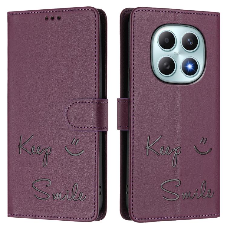 For Redmi Note 15 4G / 5G Global 164mm Smile Embossing RFID Leather Phone Case
