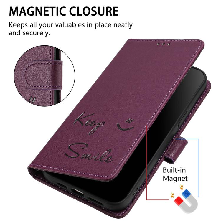 For Redmi Note 15 4G / 5G Global 164mm Smile Embossing RFID Leather Phone Case