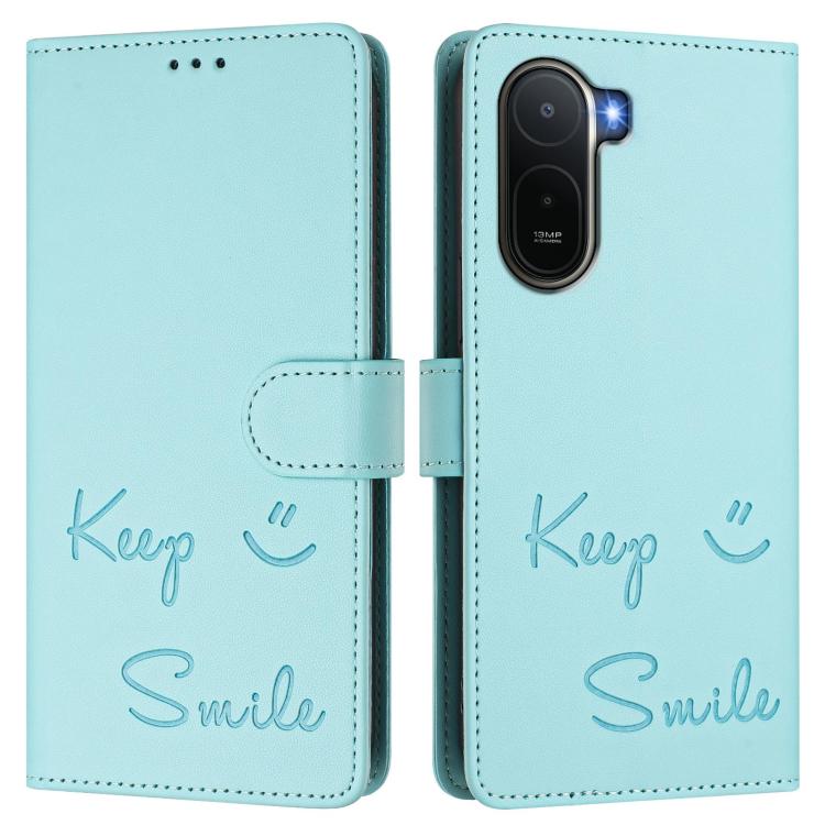 For Redmi A7 Pro 171mm / Poco C85x 5G Smile Embossing RFID Leather Phone Case