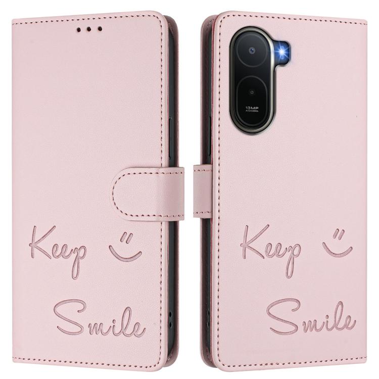 For Redmi A7 Pro 171mm / Poco C85x 5G Smile Embossing RFID Leather Phone Case