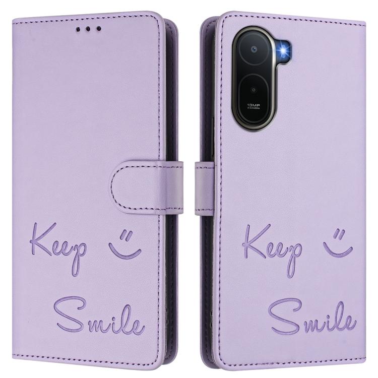 For Redmi A7 Pro 171mm / Poco C85x 5G Smile Embossing RFID Leather Phone Case