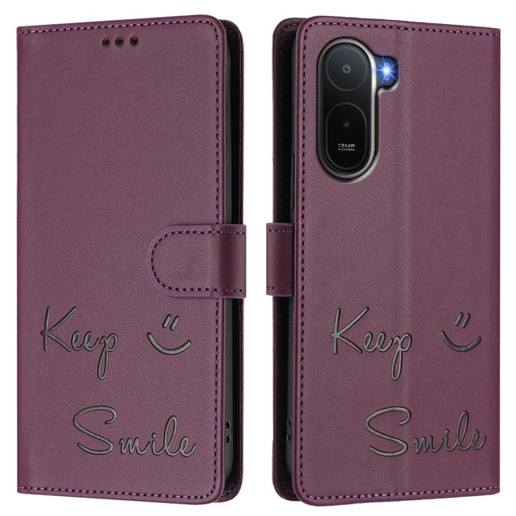 For Redmi A7 Pro 171mm / Poco C85x 5G Smile Embossing RFID Leather Phone Case