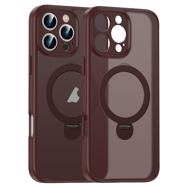 For iPhone 16 Pro Max Matte Texture 360 Degree Rotary Tone Holder MagSafe Phone Case