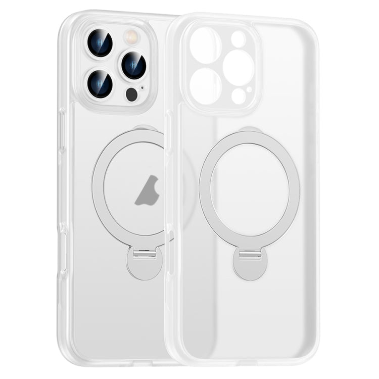 For iPhone 16 Pro Matte Texture 360 Degree Rotary Tone Holder MagSafe Phone Case
