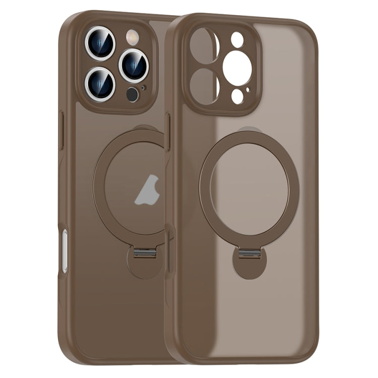 For iPhone 15 Pro Matte Texture 360 Degree Rotary Tone Holder MagSafe Phone Case