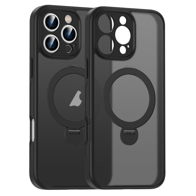 For iPhone 15 Pro Matte Texture 360 Degree Rotary Tone Holder MagSafe Phone Case