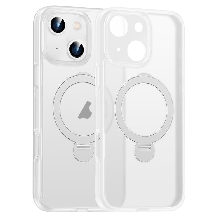 For iPhone 15 Matte Texture 360 Degree Rotary Tone Holder MagSafe Phone Case