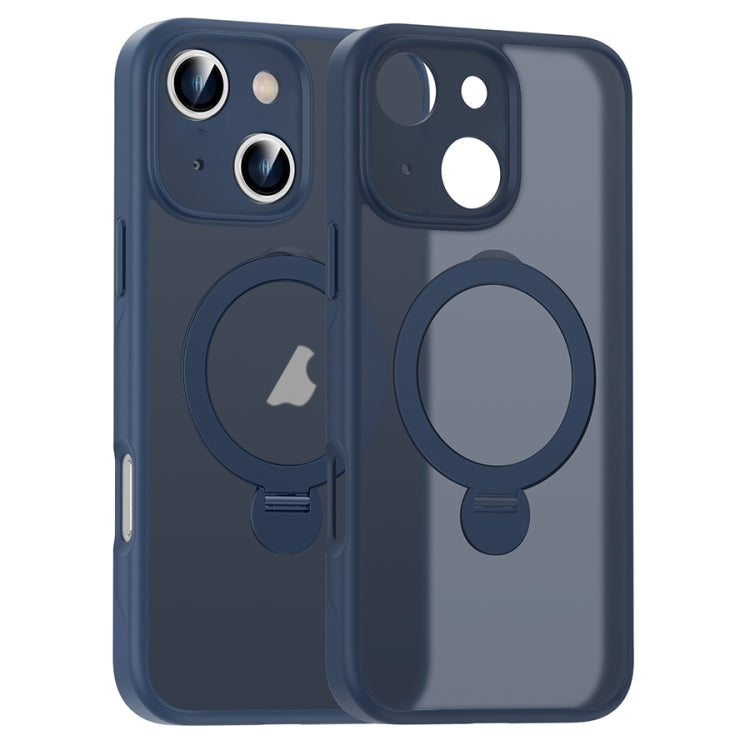 For iPhone 15 Matte Texture 360 Degree Rotary Tone Holder MagSafe Phone Case